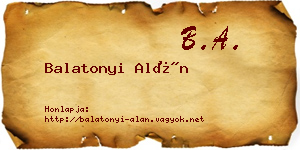 Balatonyi Alán névjegykártya